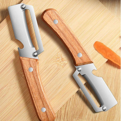 Multi Functional Vegetable Peelers for Kitchen, Ultra-Sharp Stainless Steel Blade & Ergonomic Wood Handle Kitchen Tool for Fruits, Vegetables, Pelador De Papas Pumpkin Papaya Zucchini