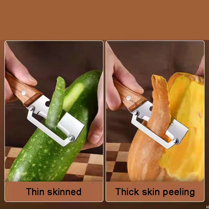 Multi Functional Vegetable Peelers for Kitchen, Ultra-Sharp Stainless Steel Blade & Ergonomic Wood Handle Kitchen Tool for Fruits, Vegetables, Pelador De Papas Pumpkin Papaya Zucchini
