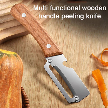 Multi Functional Vegetable Peelers for Kitchen, Ultra-Sharp Stainless Steel Blade & Ergonomic Wood Handle Kitchen Tool for Fruits, Vegetables, Pelador De Papas Pumpkin Papaya Zucchini